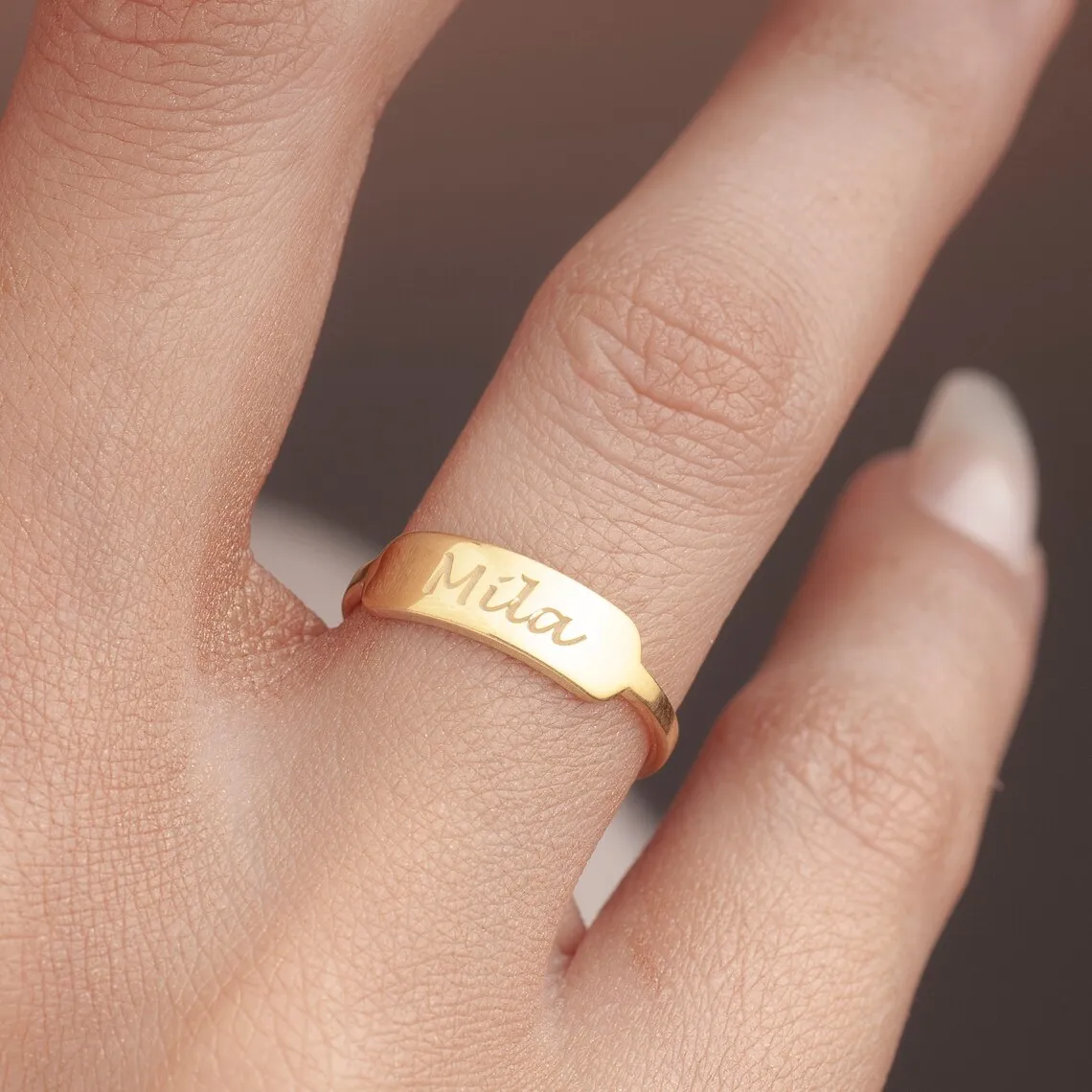 

Custom Engraved Name Rings For Women Girl Jewelry Stainless Steel Personalized Nameplate Finger Rings Wedding Gifts For Her