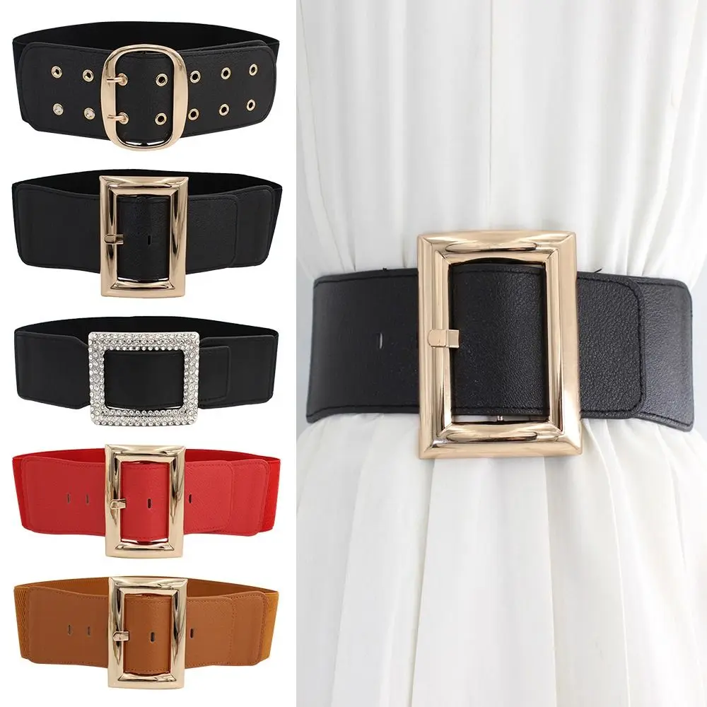 

Women Stretch Casual Vintage Wild Skirt Bands Elastic Waist Belt Pin Buckle Waistband Ladies Dress Cummerbund