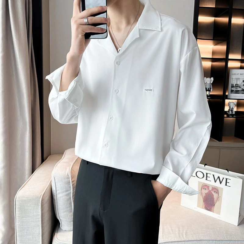 Summer Long Sleeve Men Shirts Fashion Simple All-match Harajuku Casual Business Oversized Clothing Office Interview Black White l 5xl large size suit navy blue suit jacket interview professional suit women 2020 new long sleeved suit pants high quality