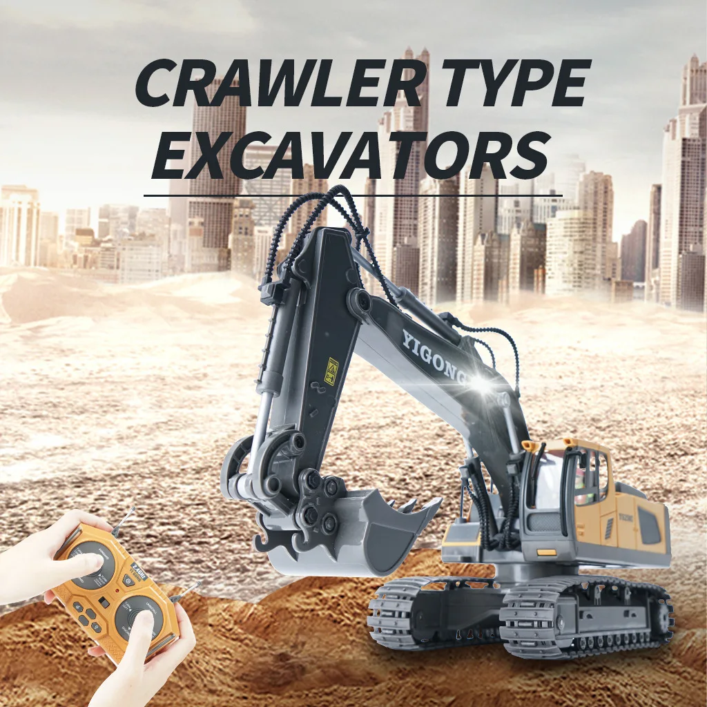 

1/20 Rc Excavator Cars Trucks Alloy with Light Remote Control Construction Vehicle Crawler Multifunctional Toy Car Boy Kids Toy