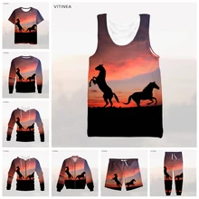 

vitinea New 3D Full Print Horses at sunset T-shirt/Sweatshirt/Zip Hoodies/Thin Jacket/Pants Four Seasons Casual P51