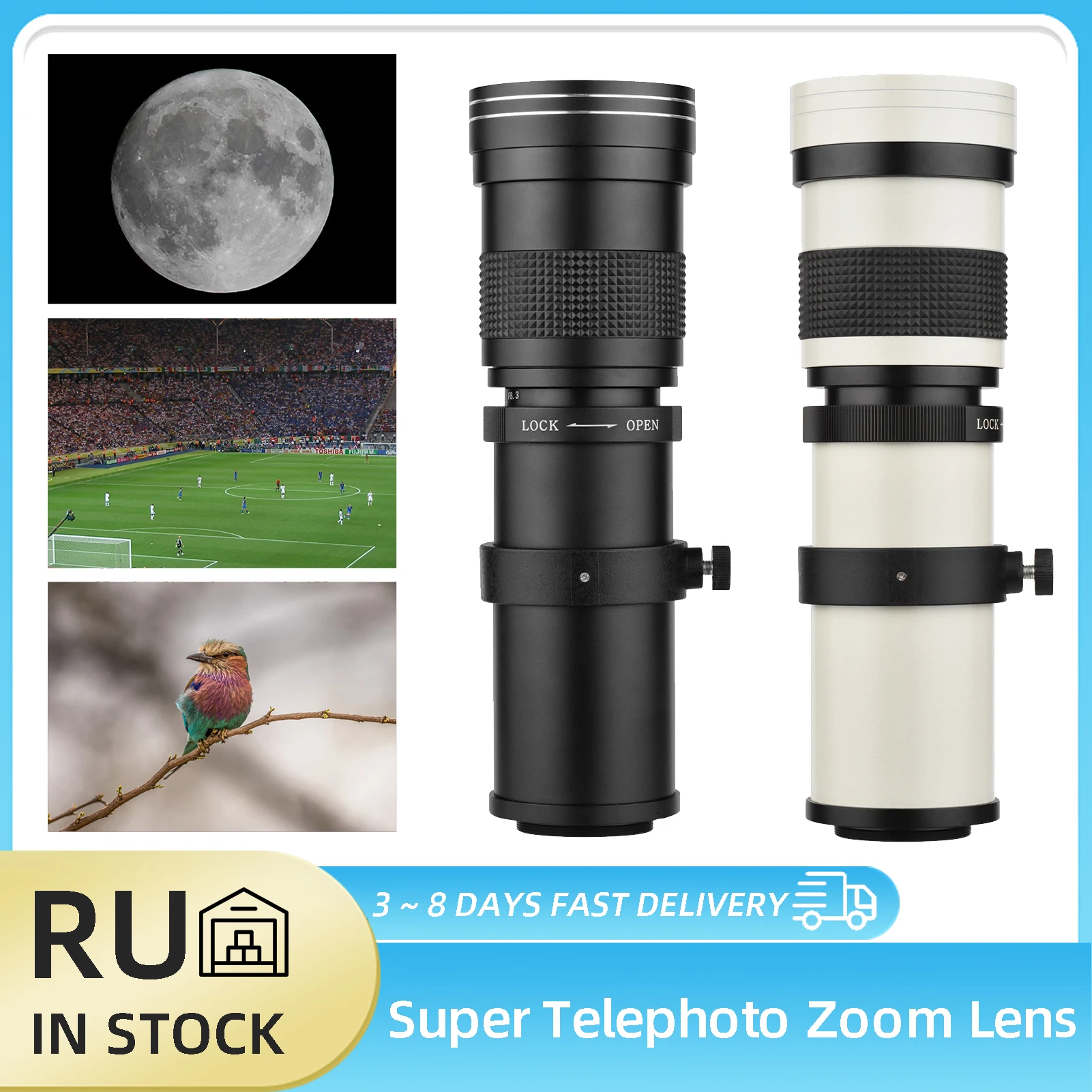 Téléobjectif Zoom Fotga 420-800mm F-8.3-16 Avec Adaptateur T2 Pour