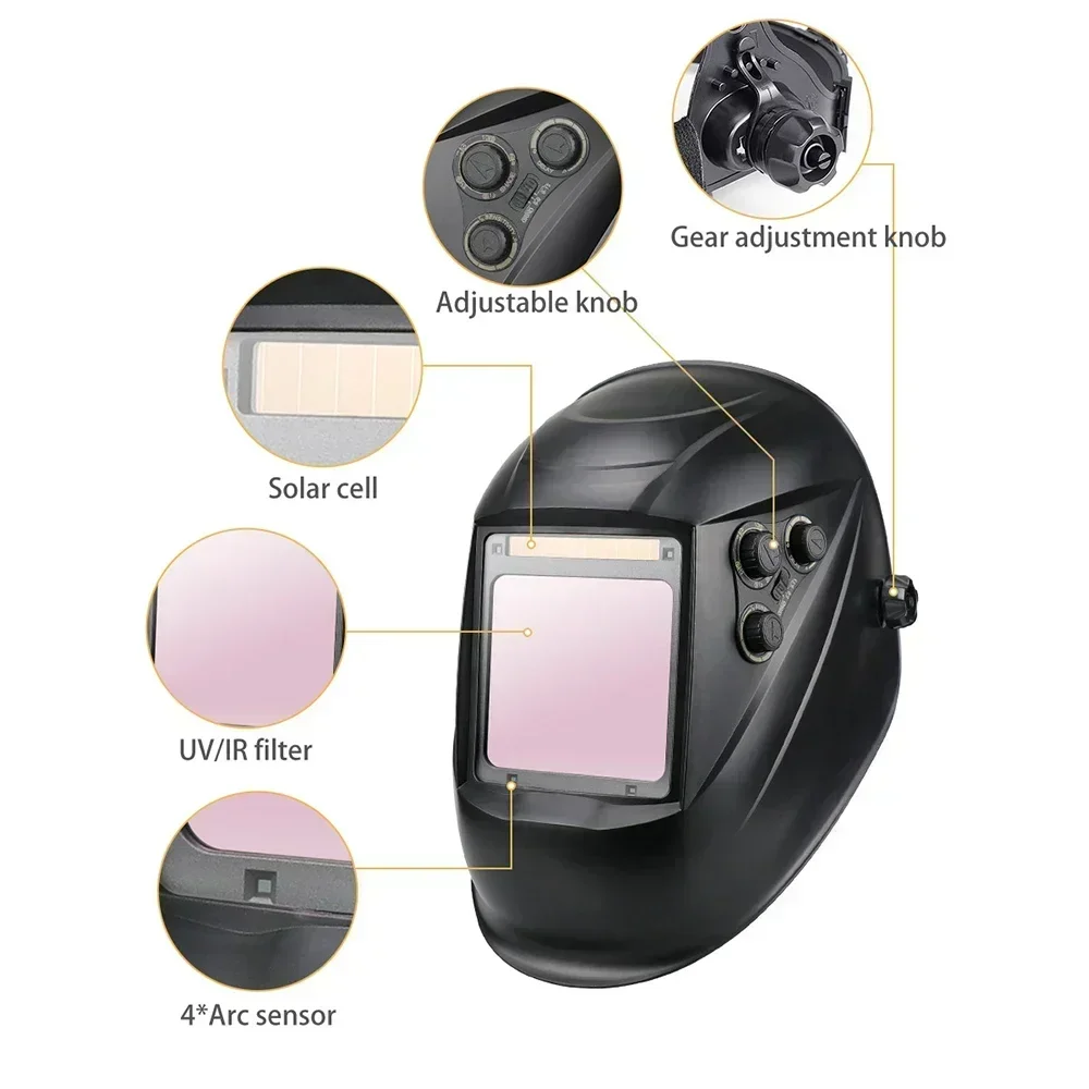 Welding Helmet Large View Welder Mask True Color Lens For Arc Weld Grind Cut Welding Mask Solar Power Auto Darkening welding mask