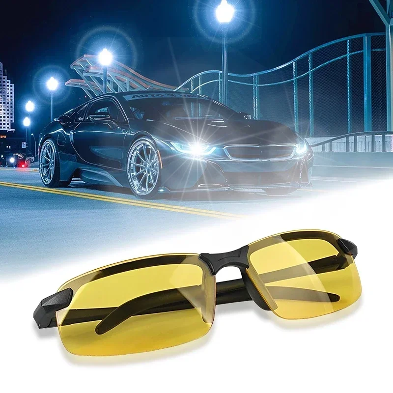 Men Night Vision Glasses For Driving Yellow Glasses PC Frame Sunglasses Outdoor To Handle At Night Anti Glare Gafas night vision sunglasses night vision glasses