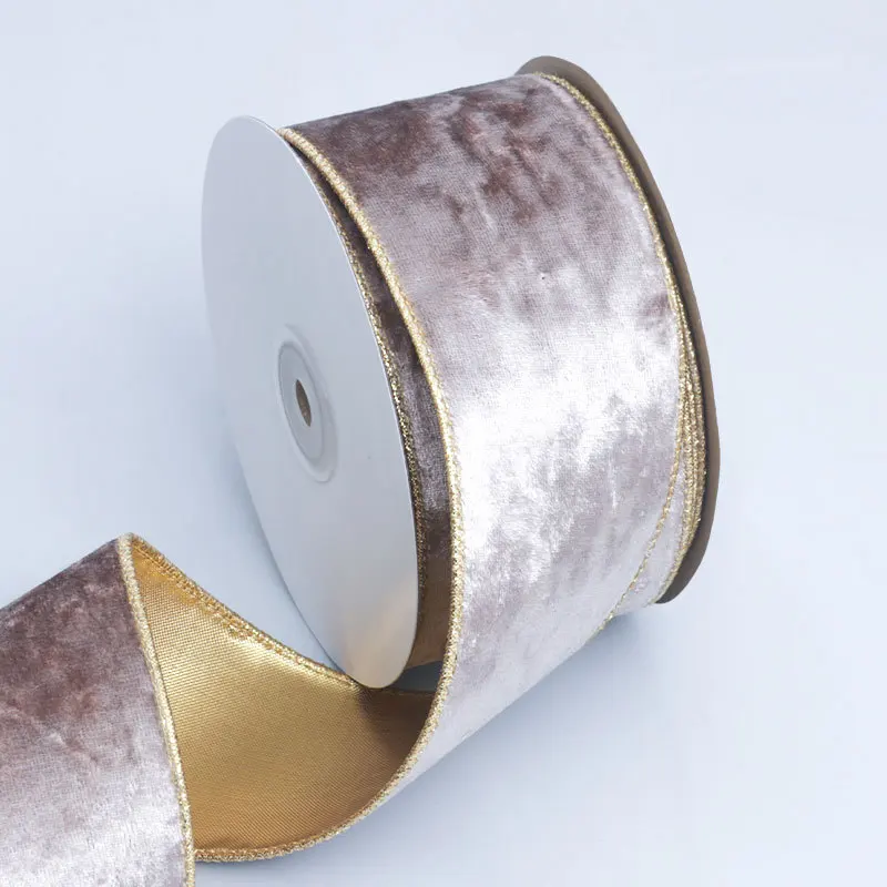1 Rotolo di nastro natalizio in velluto rosso con filo, largo 2,5 pollici * 2 metri, velluto rosso e oro reversibile per alberi di Natale, corone, regali, fiocchi, ghirlande, decorazioni per la