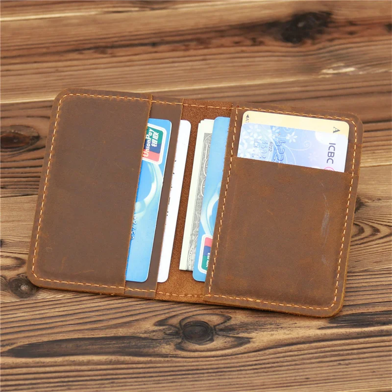 Men's Card Holder Wallet Leather Minimalist Small Thin Purse Slim Mini Credit Card Bank ID Holder Wallet