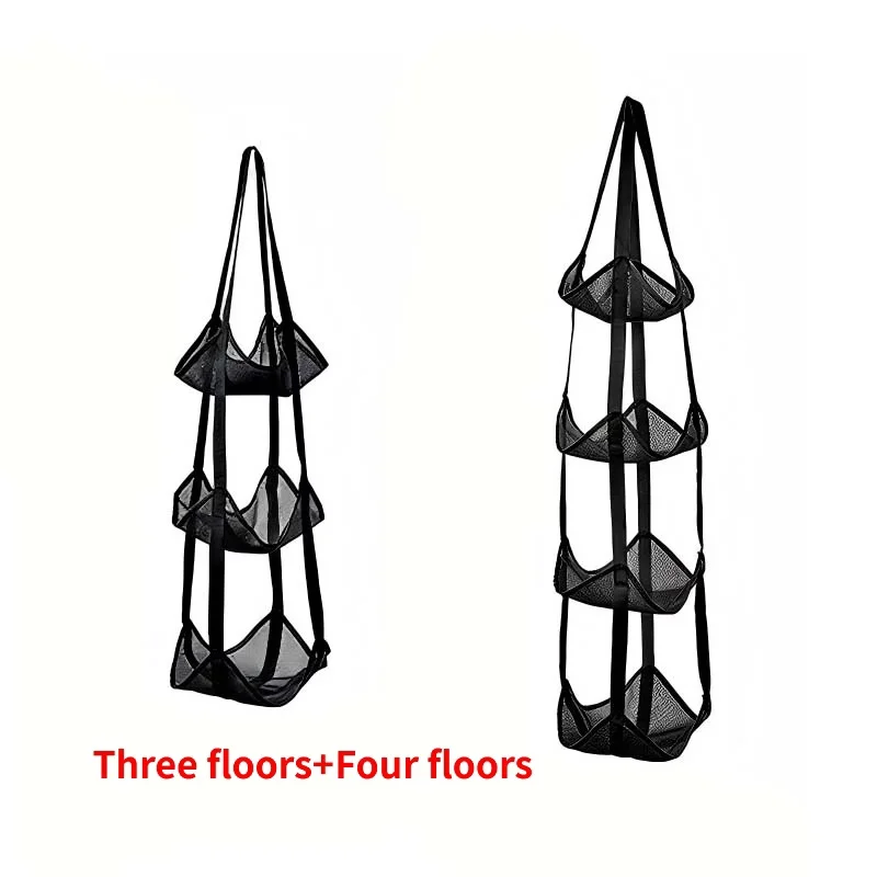 Collapsible Multi-Layer Sports Ball Organizer, Home Ball Storage Solution, Over-the-Door Hanging Basket