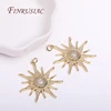 High Quality Brass Metal Inlaid Zircon Sun Charms DIY Jewelry Making 18K Gold Plated 33mm Big Sun Flower Pendant Wholesale 5