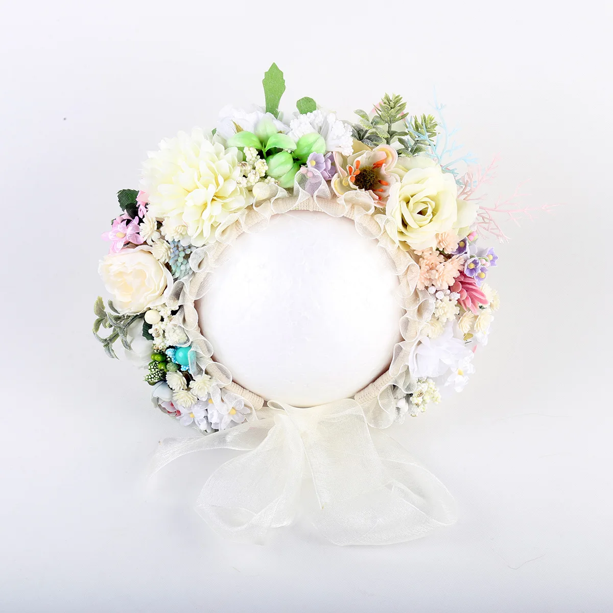 Knit Hat Baby Hat Newborn Floral Bonnet Knitted For Photography Photo Shoot Props