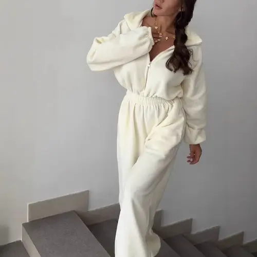 Zekye Woman Clothing New Fashion Long-sleeved Jumpsuit Women's Casual Semi-open Elastic Waist Jumpsuit Elegant Woman Jumpsuit - Image 4