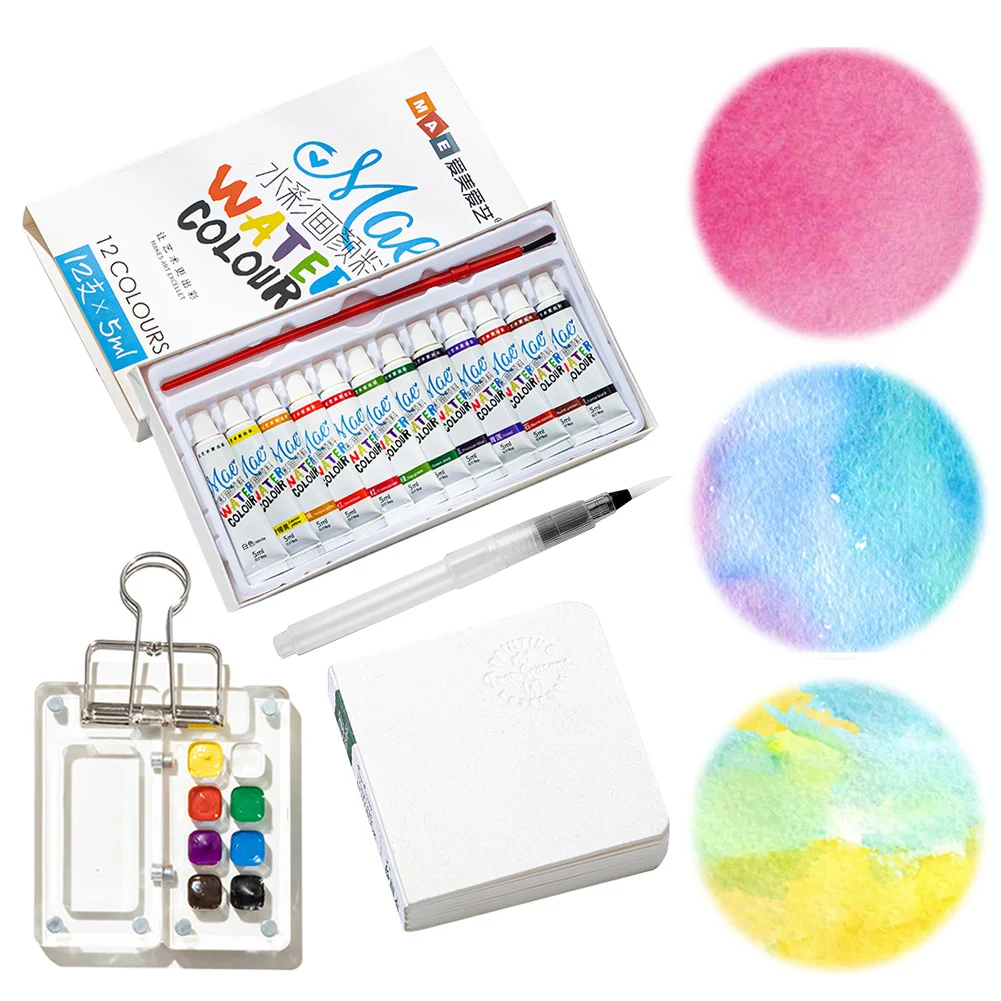 Mini Portable Watercolor Palette Set watercolor palette for Painters Artists Students Watercolor Brush Travel Paint Palette Acrylic Grid Paint Box