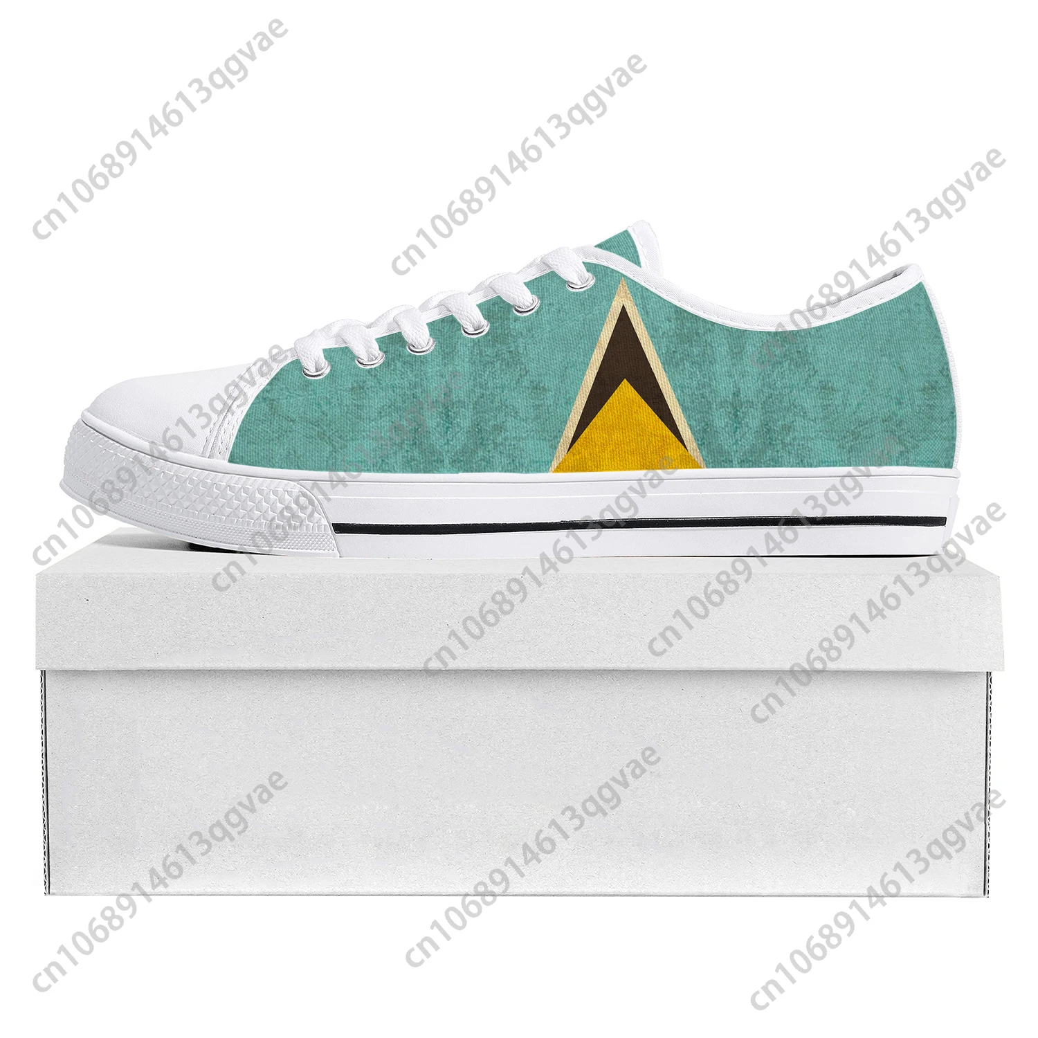 Saint Lucia Flag Low Top High Quality Sneakers Mens Womens Teenager Canvas Sneaker Prode Casual Couple Shoes Custom Shoe