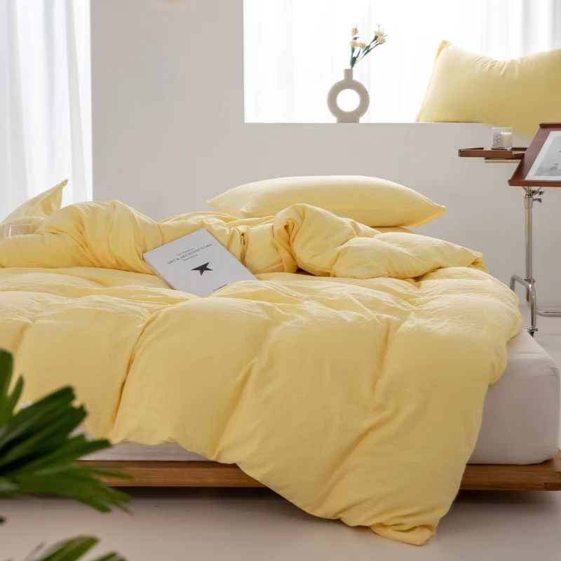 Solid Color 100% Washed Cotton Japanese Minimalist Duvet Cover