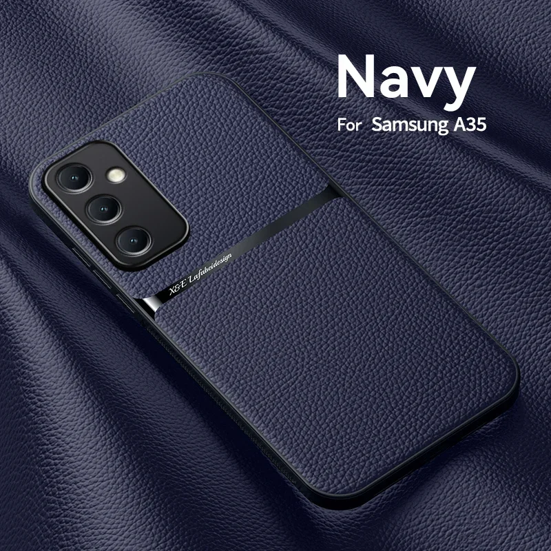 Luxury Magnetic Leather Car Holder Shockproof Soft Back Phone Case