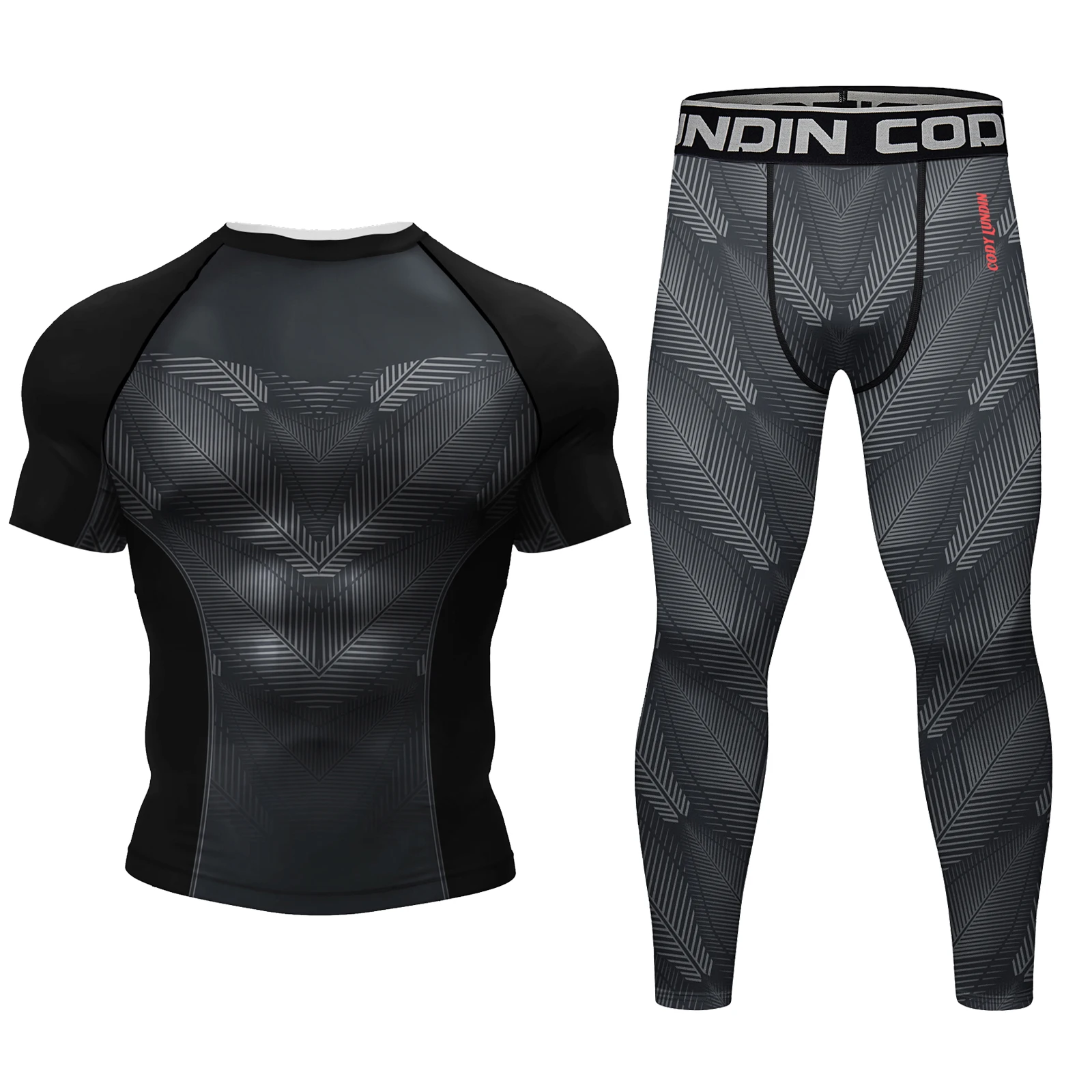 Cody Lundin Male Shirt + Pants Gym Set Men's MMA No Gi Jiu-Jitsu Brazilian Grappling Kickboxing Fitness Training Rash Guard Sets 4