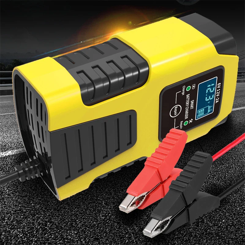 Chargeur de batterie intelligent pour voiture et moto, charge intelligente,  auto, moto, plomb, acide, AGM, gel, VRLA, snap12 V, écran LCD numérique -  AliExpress