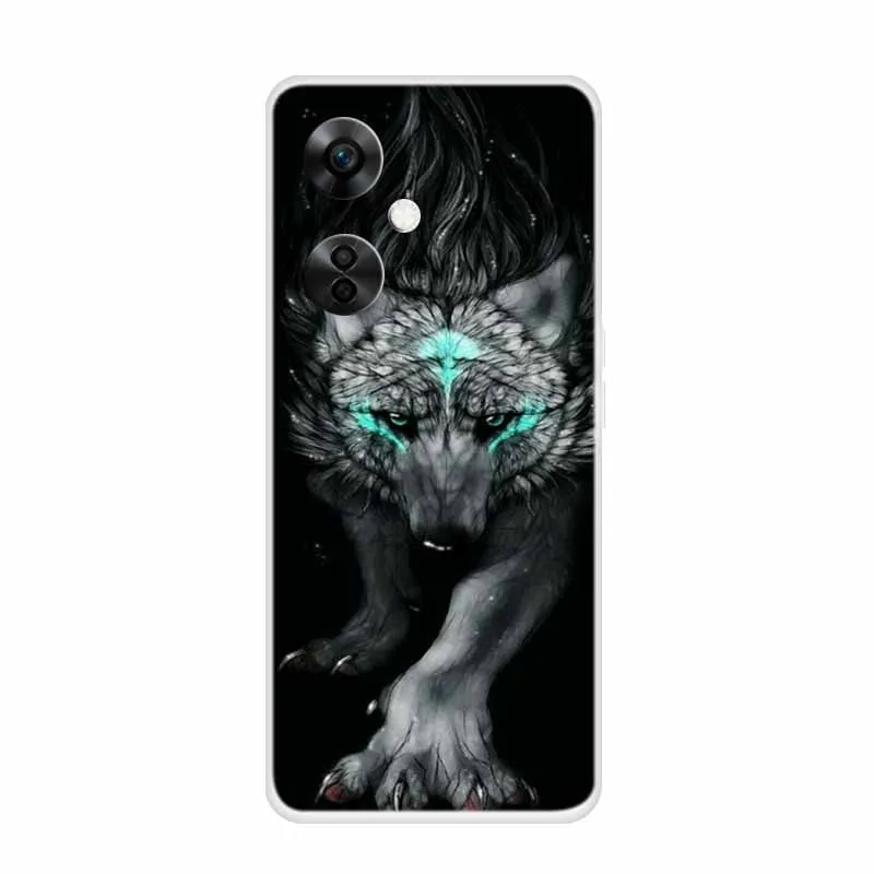 Clear Wolf Design Soft TPU Silicone Phone Cover - Transparent Etui for OnePlus Nord CE 3 Lite