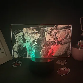 조조의 기묘한 모험 3D LED 애니메이션 2 톤 램프 침실 테이블 장식 친구를위한 생일 선물 만화 JoJo Two Tone Night Light