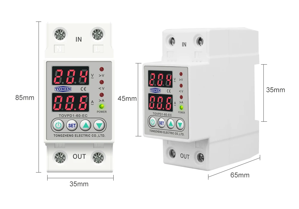 8pcs Din Rail 230V Adjustable Over Voltage And Under Voltage Protective Device P