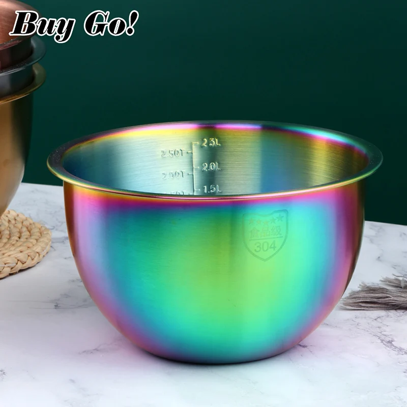 Thicken Stainless Steel Gold Food Mixing Fruit Bowl Tableware