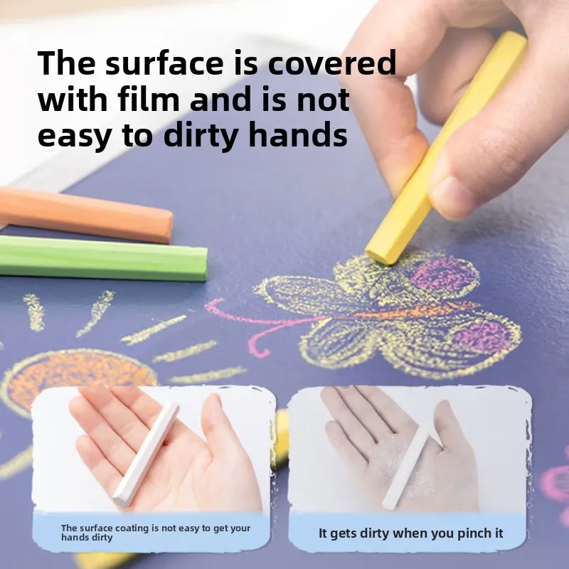 델리 50개입 10색 코팅 분필, 먼지 없는 컬러 분필, 가정 교육용 지울 수 있는 세척 가능한 고체 분필