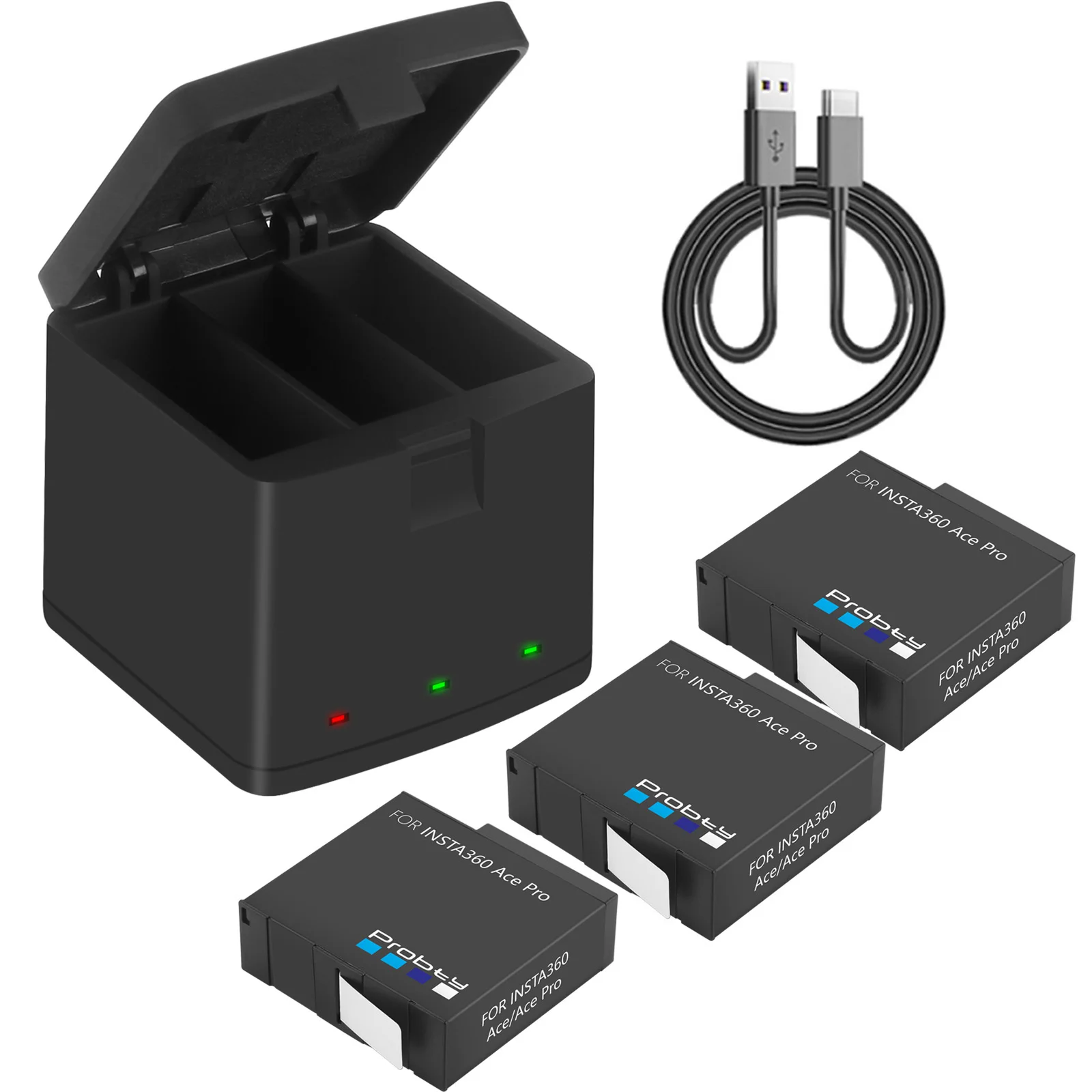 Acculader voor Insta360 X4, acculader voor Insta360 X4, oplader voor insta360 ONE X4 batterij, snellaadschijf voor Insta360 X4 batterij, hogesnelheidslaadhub met USB-C-oplaadkabel