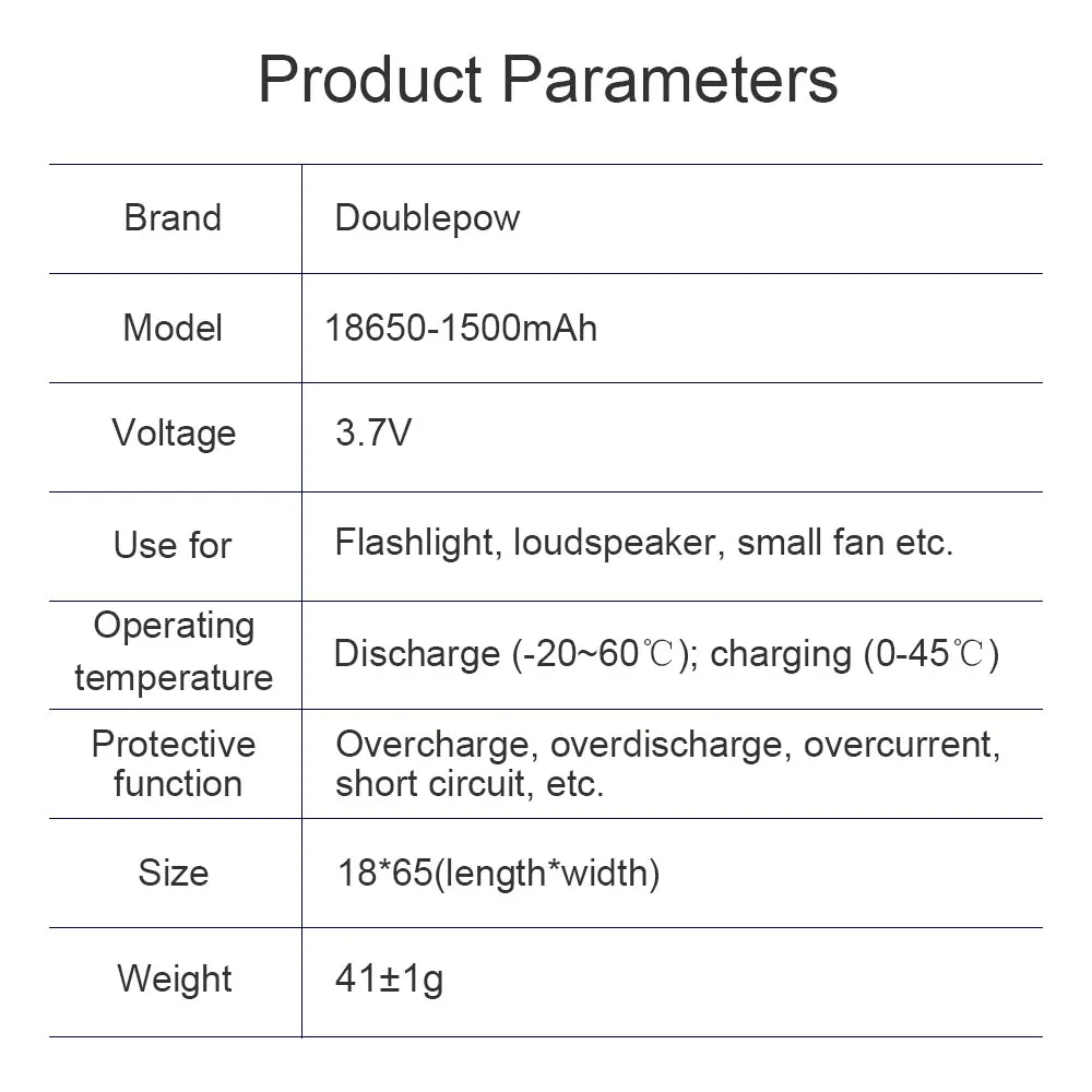 Doublepow 18650 Bateria 3.7v 1500mah 18650 Bateria Recarregável de Lítio para Lanterna Etc Novo - Image 4