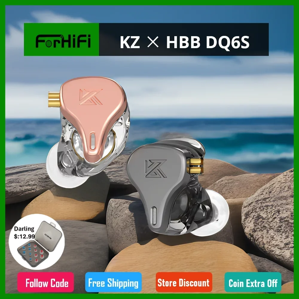 

KZ × HBB DQ6S Metal Wired Earphone In-Ear Bass Music Monitor Headphones With Microphone Noice Cancelling Sport HiFi Headset