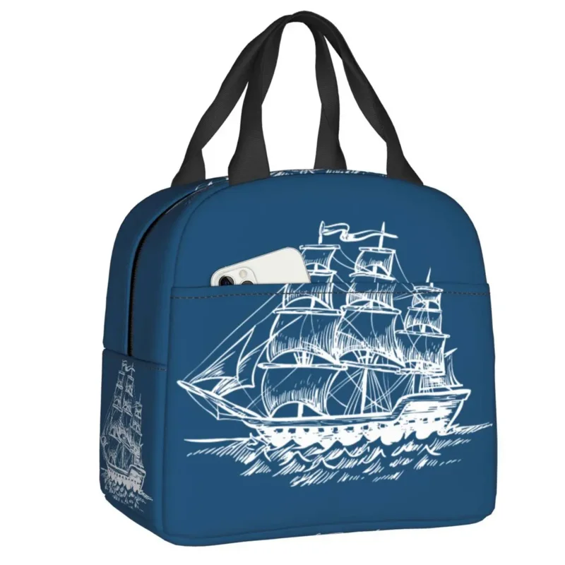 

Anchor Boat Portable Lunch Box for Women Waterproof Nautical Captain Cooler Thermal Food Insulated Lunch Bag School Children