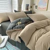 Cotton Bed Linen Solid Bedding Set with Sheet Duvet Cover Pillowcases Single Couple Bedsheet King Queen Double Twin Size 6