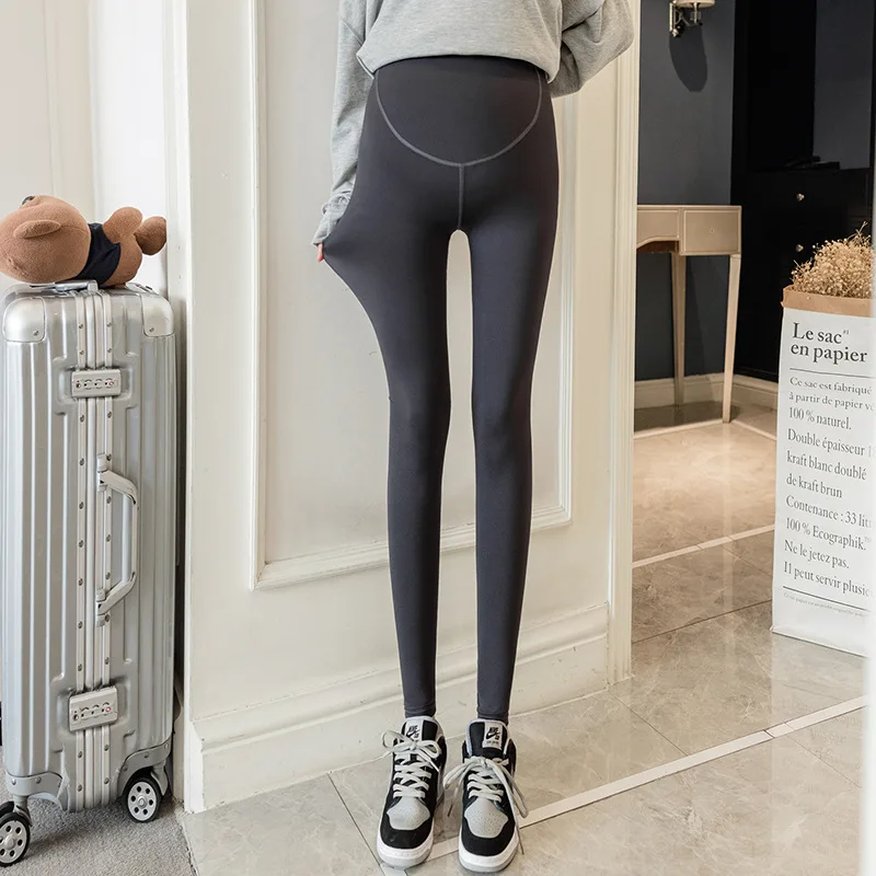 1812 #Pregnant Women's Shark Pants Spring and Autumn Elastic Sports Leggings Belly Support Thin Outerwear for Trendy Moms