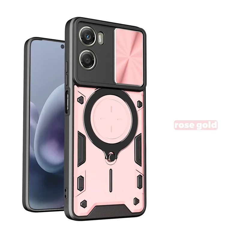 Shockproof Armor Slide Camera Protector with Magnetic Ring Holder