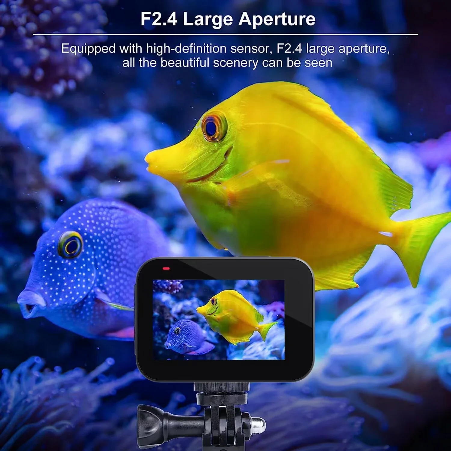 4K 60fps 64MP 듀얼 스크린 액션 카메라 EIS WiFi 야외 스포츠 DV 20m 방수 스포츠 카메라 (브이로그 촬영용)