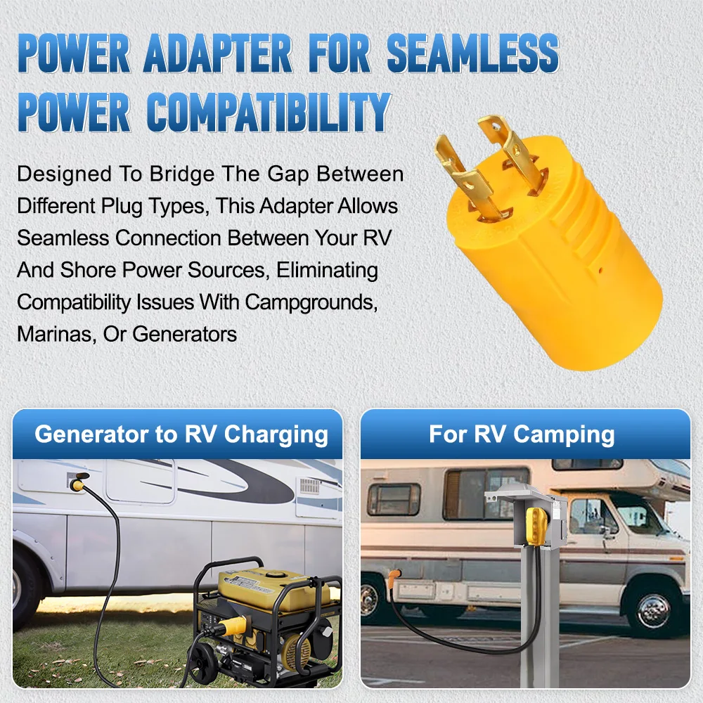 NEMA L14-30P Male to TT-30R Female Adapter 125V/250V Shore Power Converter for RV/Trailer/Camper Heavy-Duty Waterproof