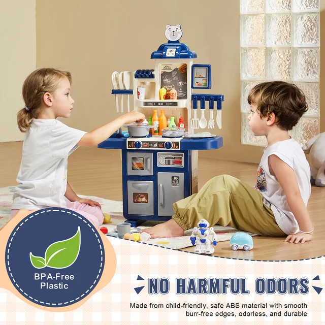 SucceBuy Kids Kitchen Toys Toddlers Play House Kitchenware Set 48 PCS Pretend Play Simulation Kitchen Children's Cooking Toys