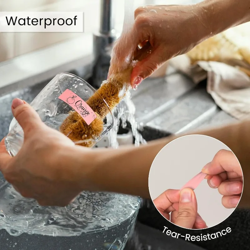 3롤 12x40mm 핑크색 자체 접착식 열전사 라벨 용지 방수 및 찢어짐 방지 160 라벨/롤 가정 및 사무실용