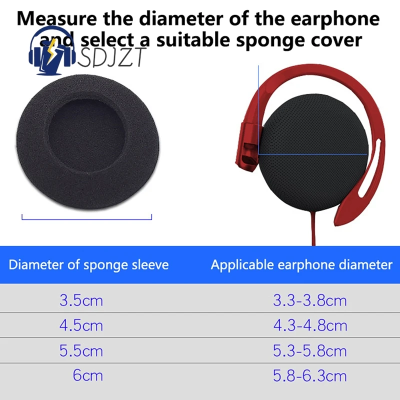 

10pcs 3.5/4.5/5.5/6cm Black Foam Ear Pads Protection Thicken Sponge Replacement Cushions Covers Earphones for Headphones