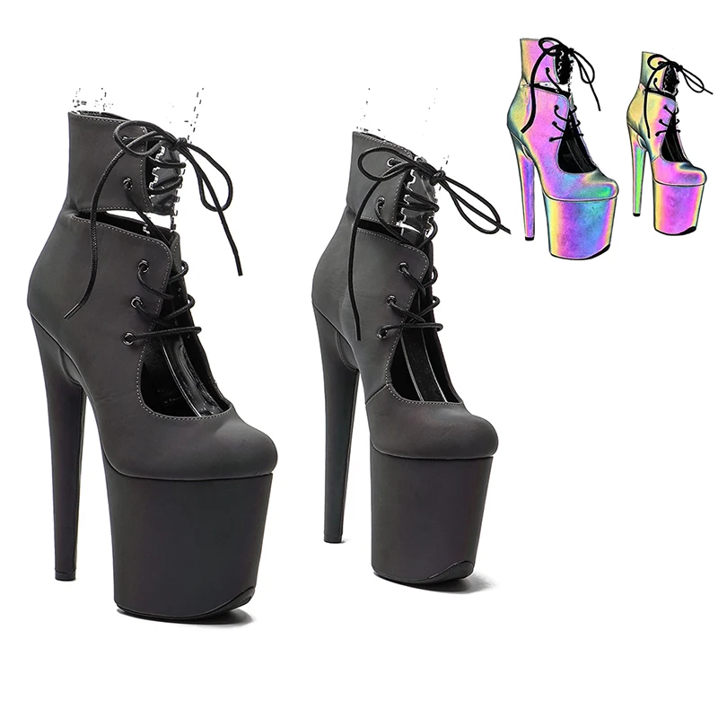 

Leecabe 20CM/8inches PU upper Reflective material Pole dancing shoes High Heel platform Pole Dance boots