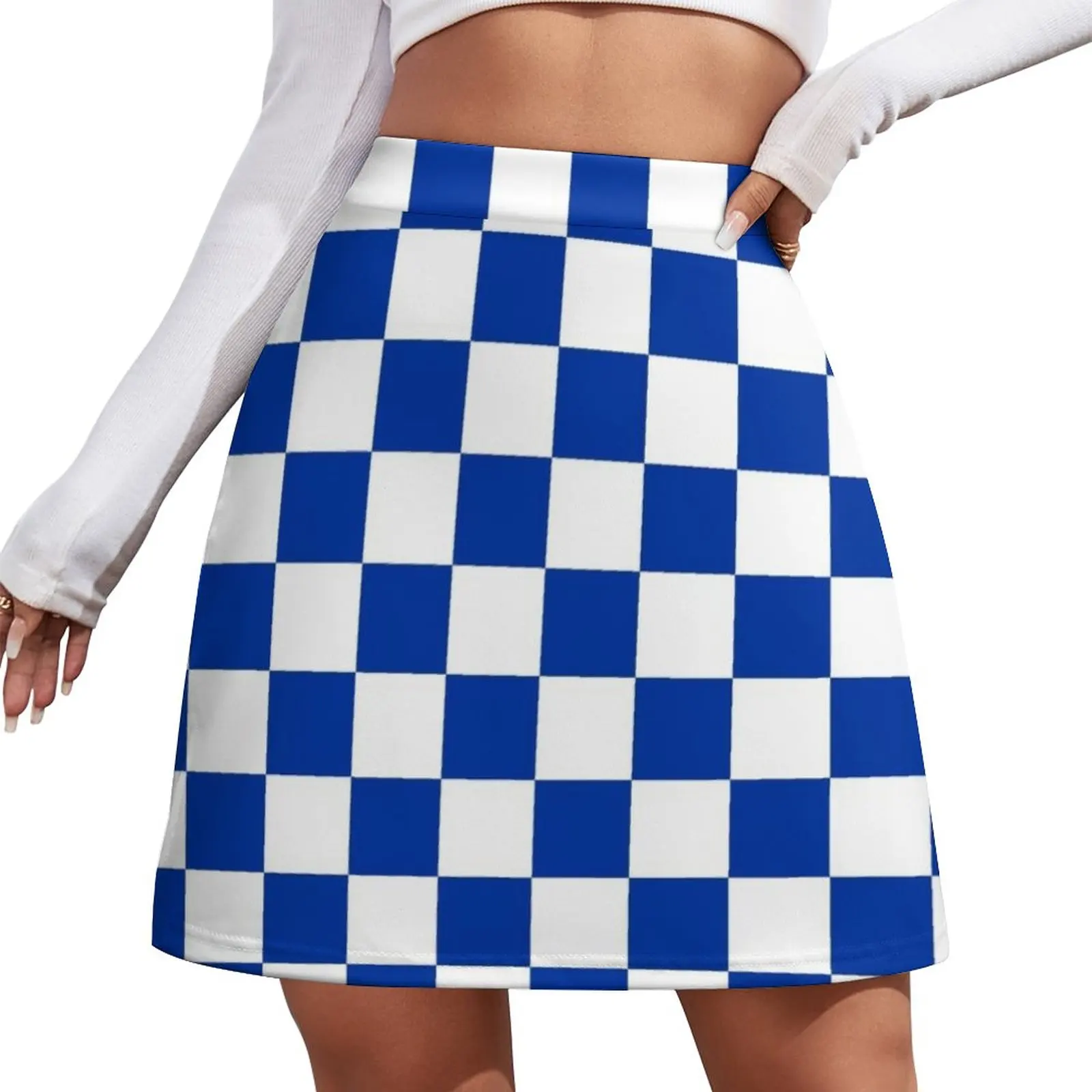 Blue and White Kentucky Checkerboard Mini Skirt korean luxury clothing skirt set blue and white kentucky checkerboard mini skirt korean luxury clothing skirt set