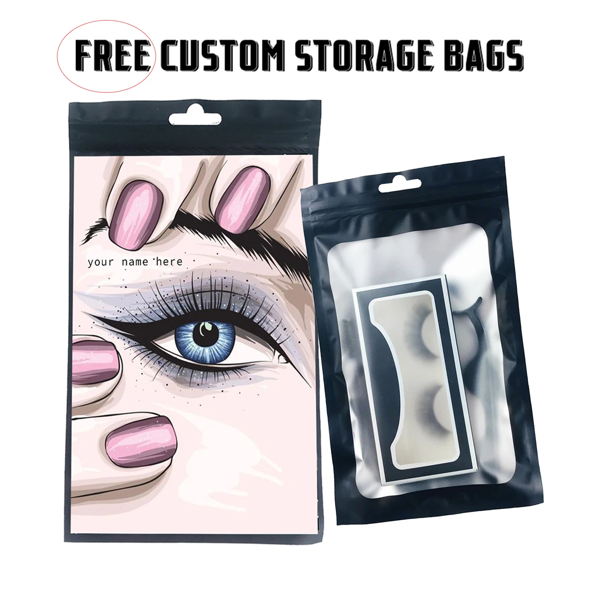 Lashes Bag Packaging Gift Wholesale Custom Eyelashes Bags With Logo Zip Lock Party Favor Bag Eyelashes Lash Package Box 3