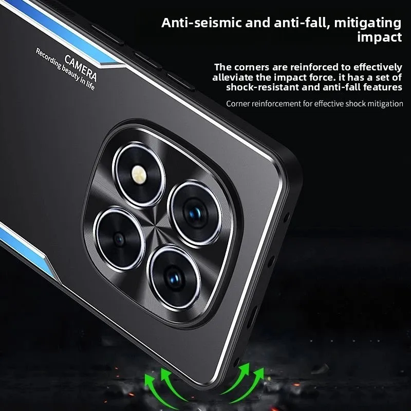 Luxury Aluminum Alloy Matte Armor Back Case with Cold Skin Feel PC Cover