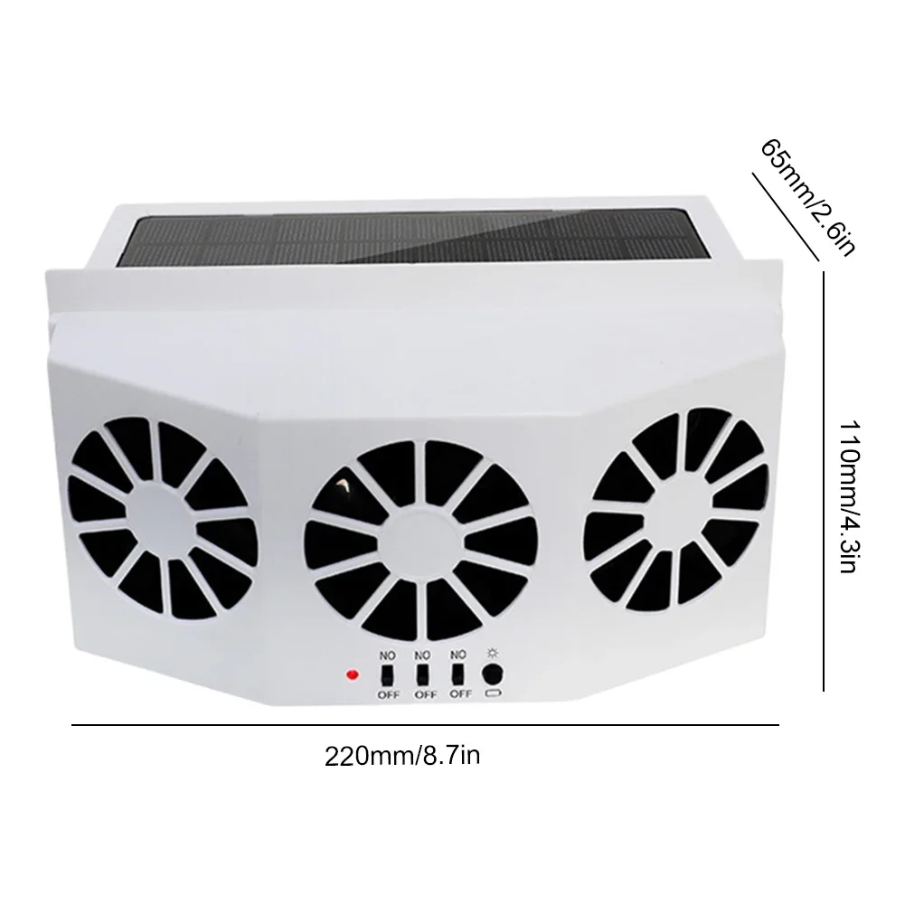 Auto Cooling Fan 3 Heads 2 Speed Suction Interior Cooler Car Exhaust Fan Solar Charging Auto Ventilation Fan for Vehicle Truck