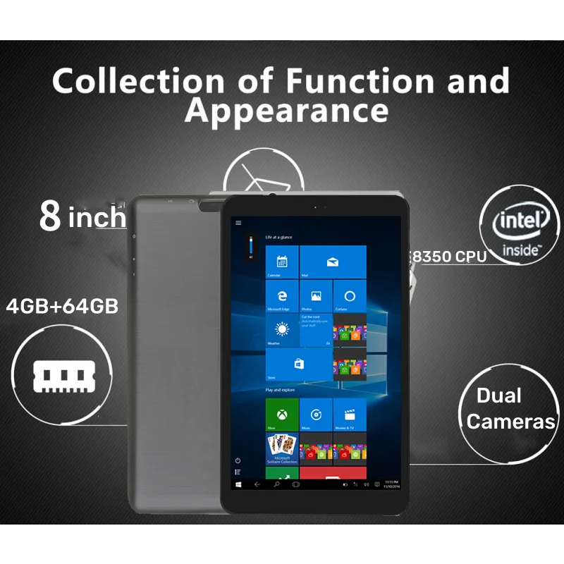 BiG Sale 8 INCH 4GB RAM 64GB ROM AR1 Windows 10 Tablet PC Quad Core Dual Camera build in 4000mAh Battery 4