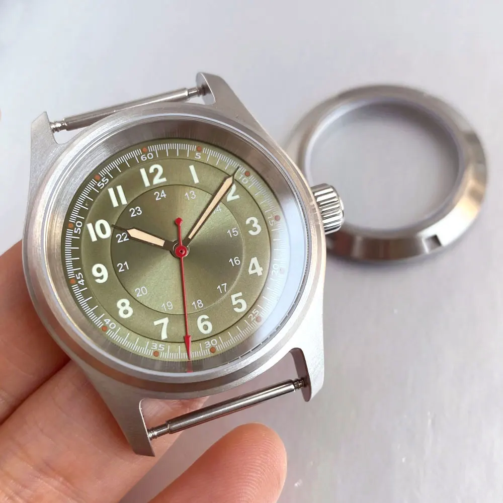 Pilot Titanium/Stainless Steel Watch Case with Sapphire Glass and Luminous Sunburst Dial, 36mm, 20ATM