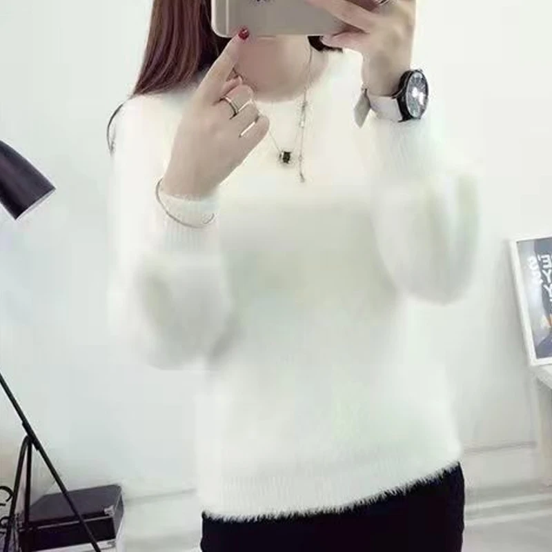 Autumn Winter New Solid Color Fashion Long Sleeve Sweater Women High Street Casual Loose Comfortable Cute All-match Pullovers
