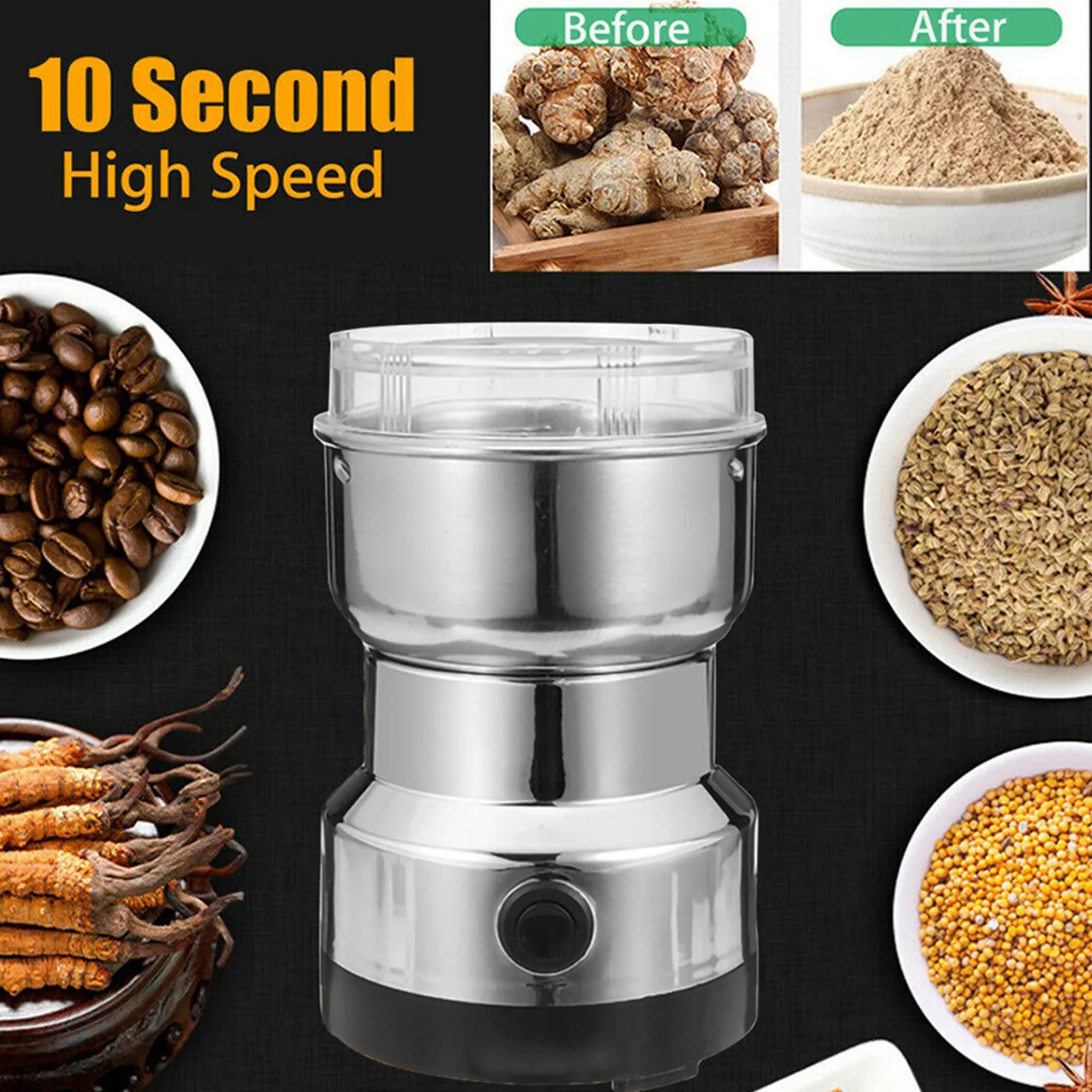 Smash Machine Electric Cereals Grain Grinder Mill Herbs Pulverizer Grinding Machine Tool Mental Electric Coffee Bean Grinder 3