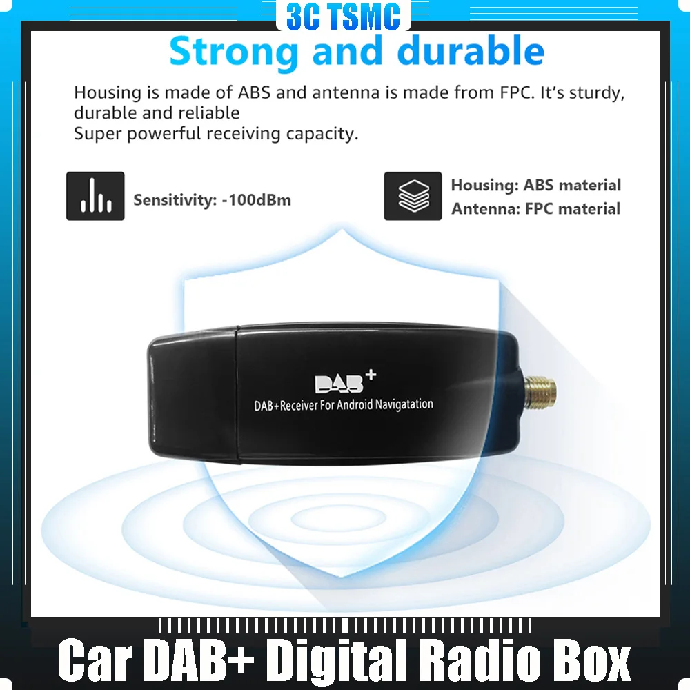Car DAB+ Digital Radio Box USB Interface Receiver Adapter for Android 5.1 and Above