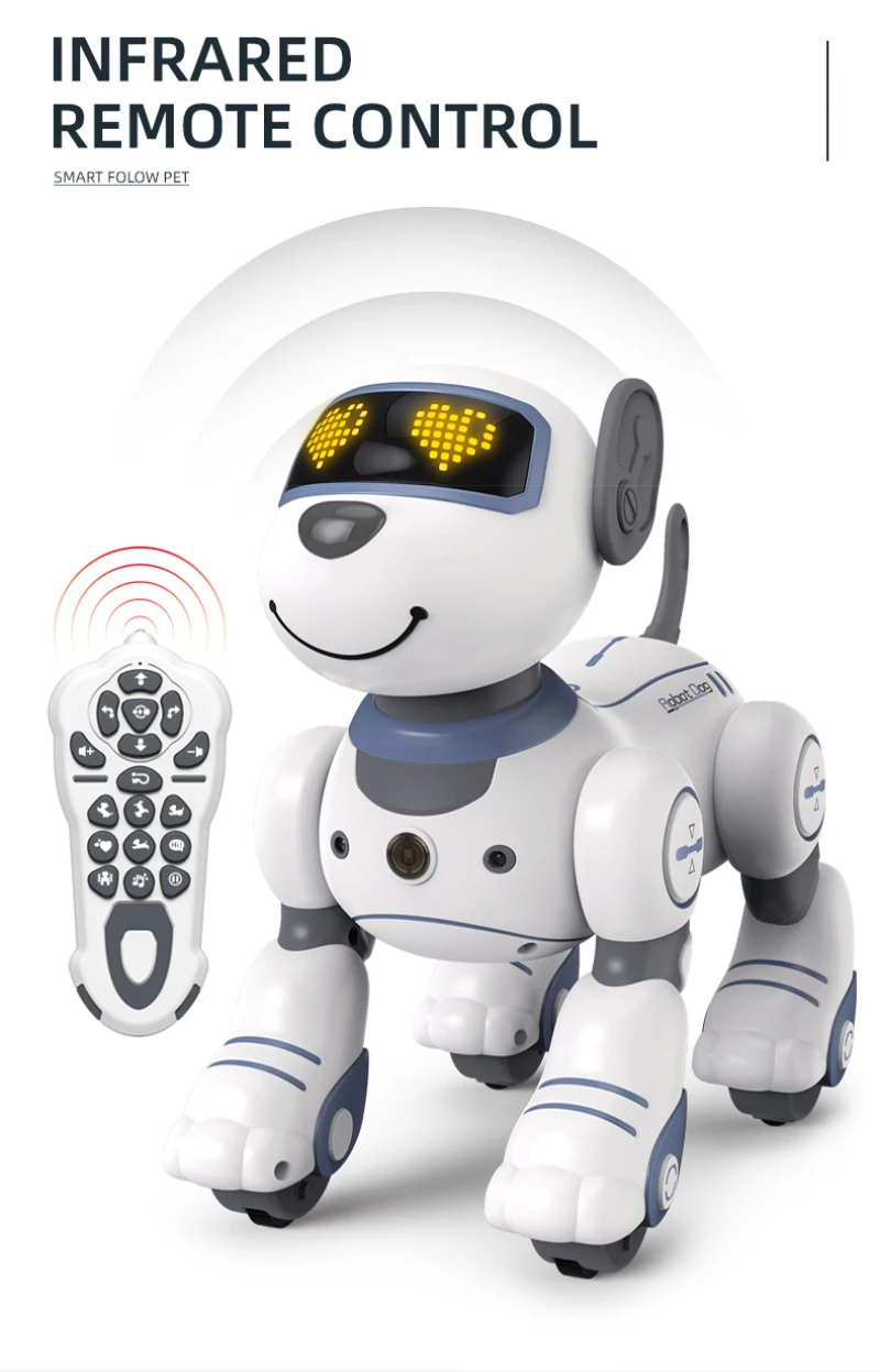 Chien Robot Enfant Télécommandé Interactif Programmable - 20 Fonctions, Contrôle Gestuel, Toucher Interactif - Cadeaux Créatifs Pour Garçons Et Filles 3-12 Ans (Rose