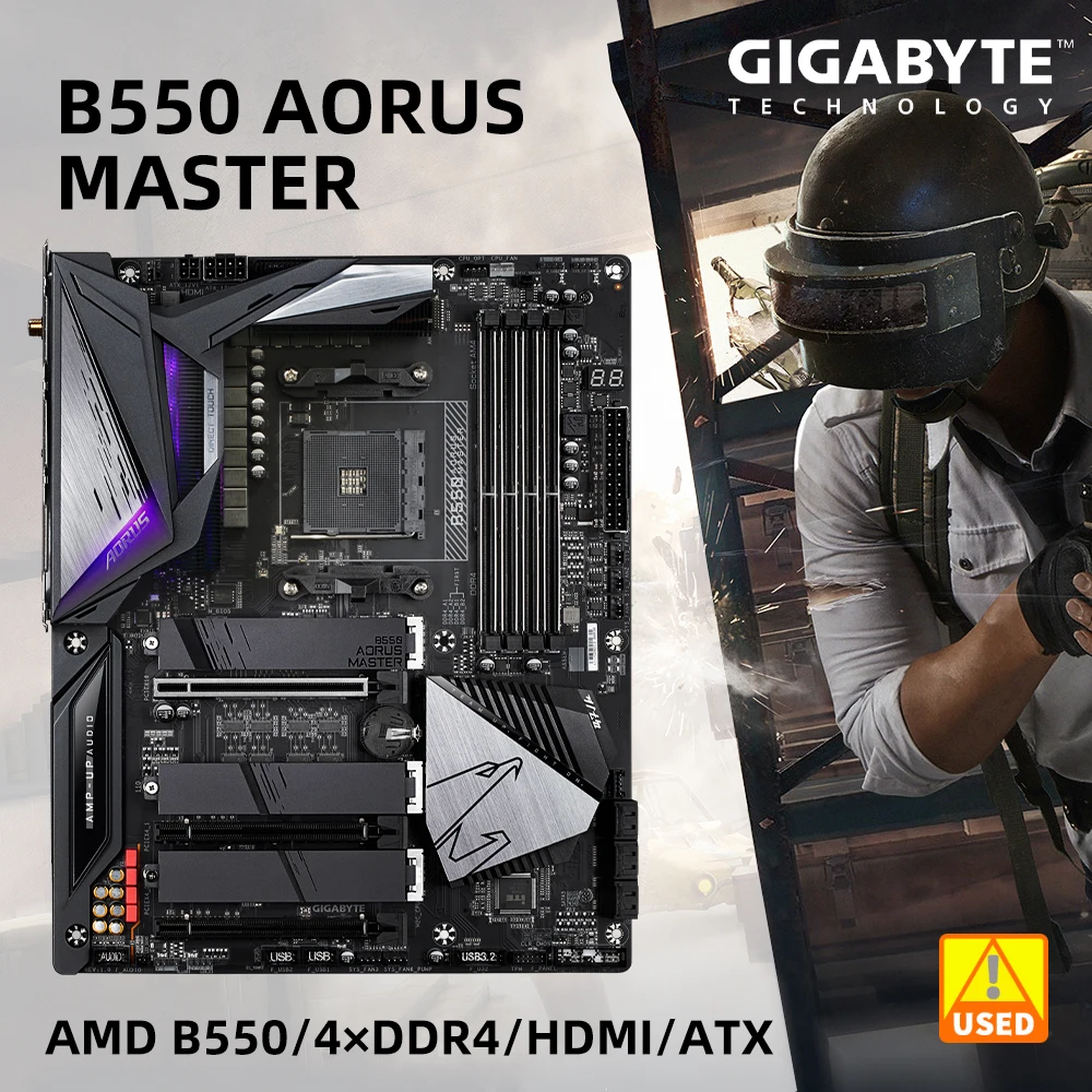 Utilizzato Per Gigabyte B550 Aorus Master Amd B550 Amd Am4 4 Xddr4 Dimm 128 Gb Pci-3.0 1Xm. 2 Sata 3 Usb 3.2 Hdmi Rj-45 Atx Scheda Madre