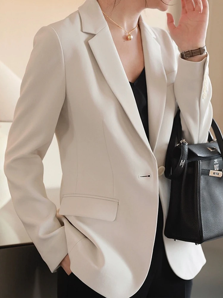 [LANMREM] Office Lady Sunscreen Blazers For Women Single Button Minimalism Female Jackets Fashion 2024 Summer New 26D9137
